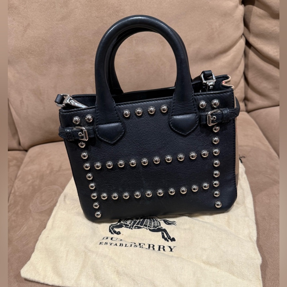 Burberry Baby Banner Studded Leather and House Check Tote Crossbody - Picture 4 of 10